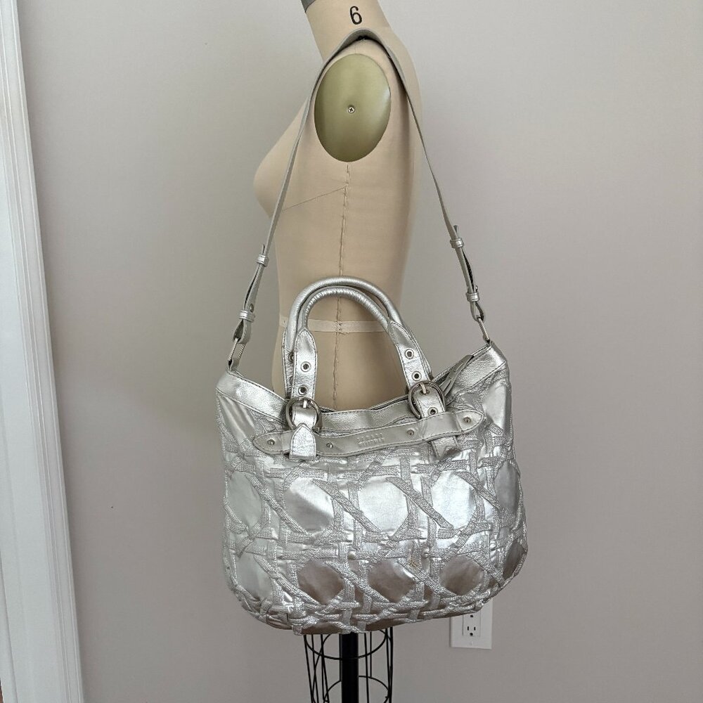 Stuart Weitzman Silver Hobo Shoulder Purse Satchel Luxury Chic bag